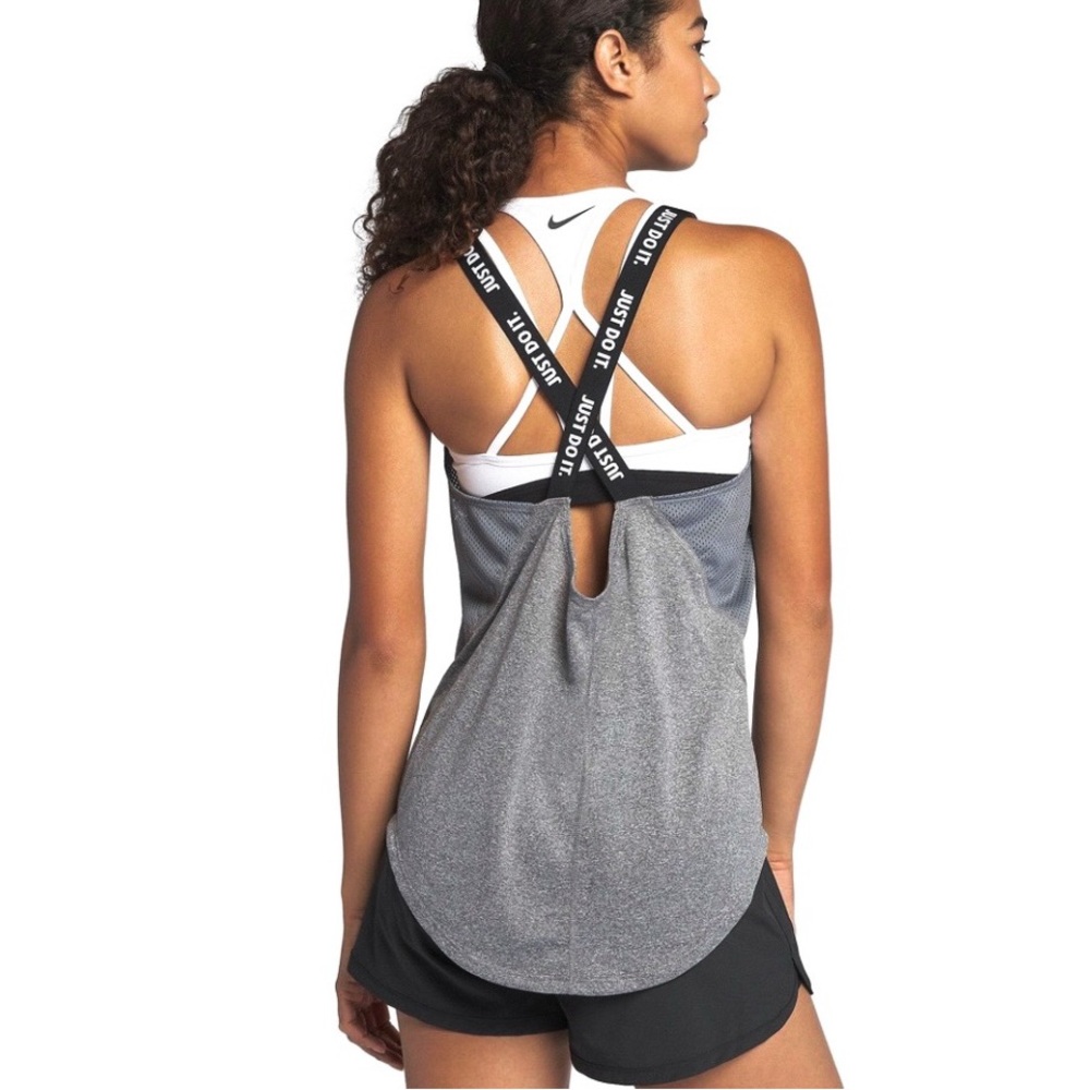 NIKE Just do it Dri-Fit Gray Tank Top with Strap Detail Size XL Girls